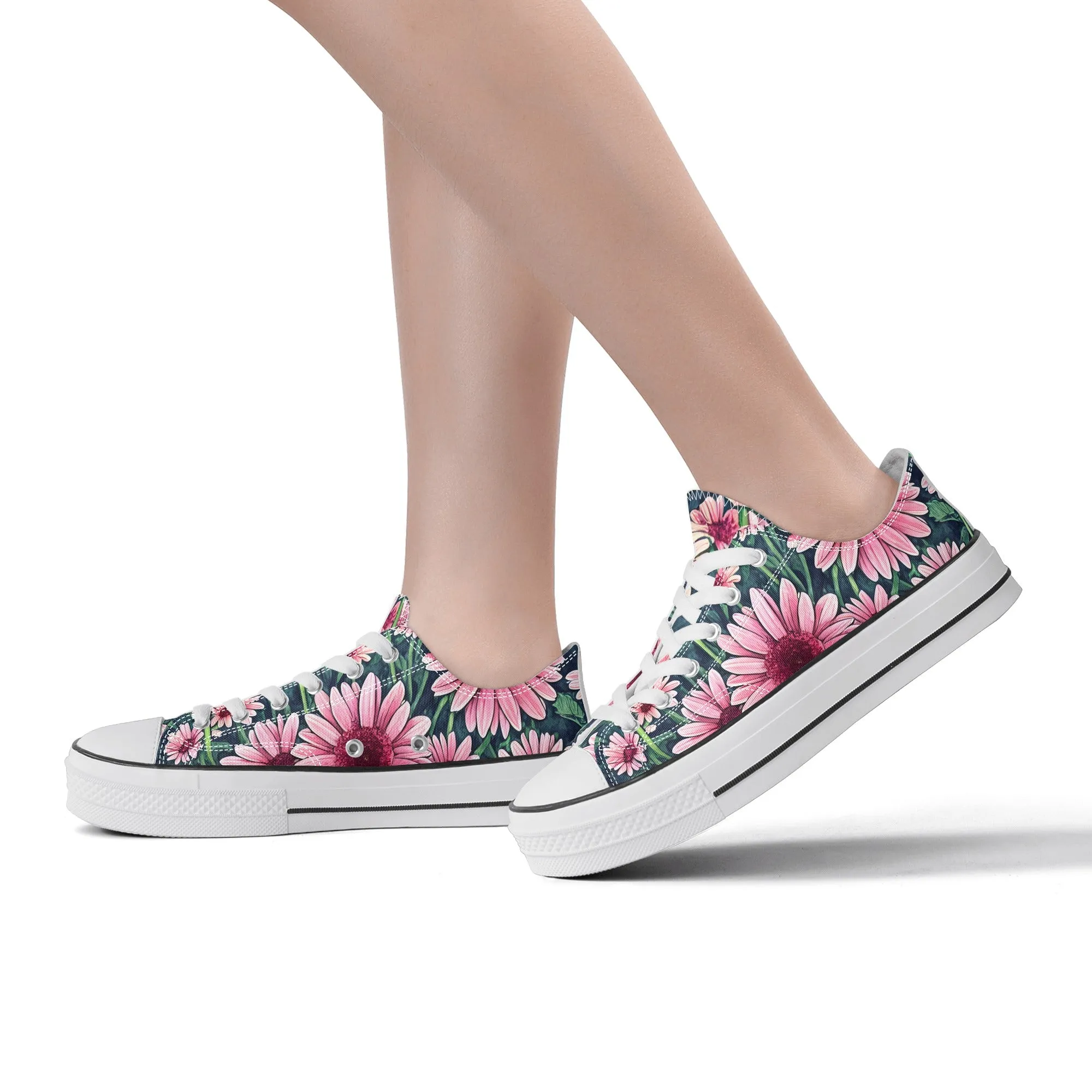 Gerbera Daisy Flowers Collection - Womens Classic Low Top Canvas Shoes for Garden Lovers