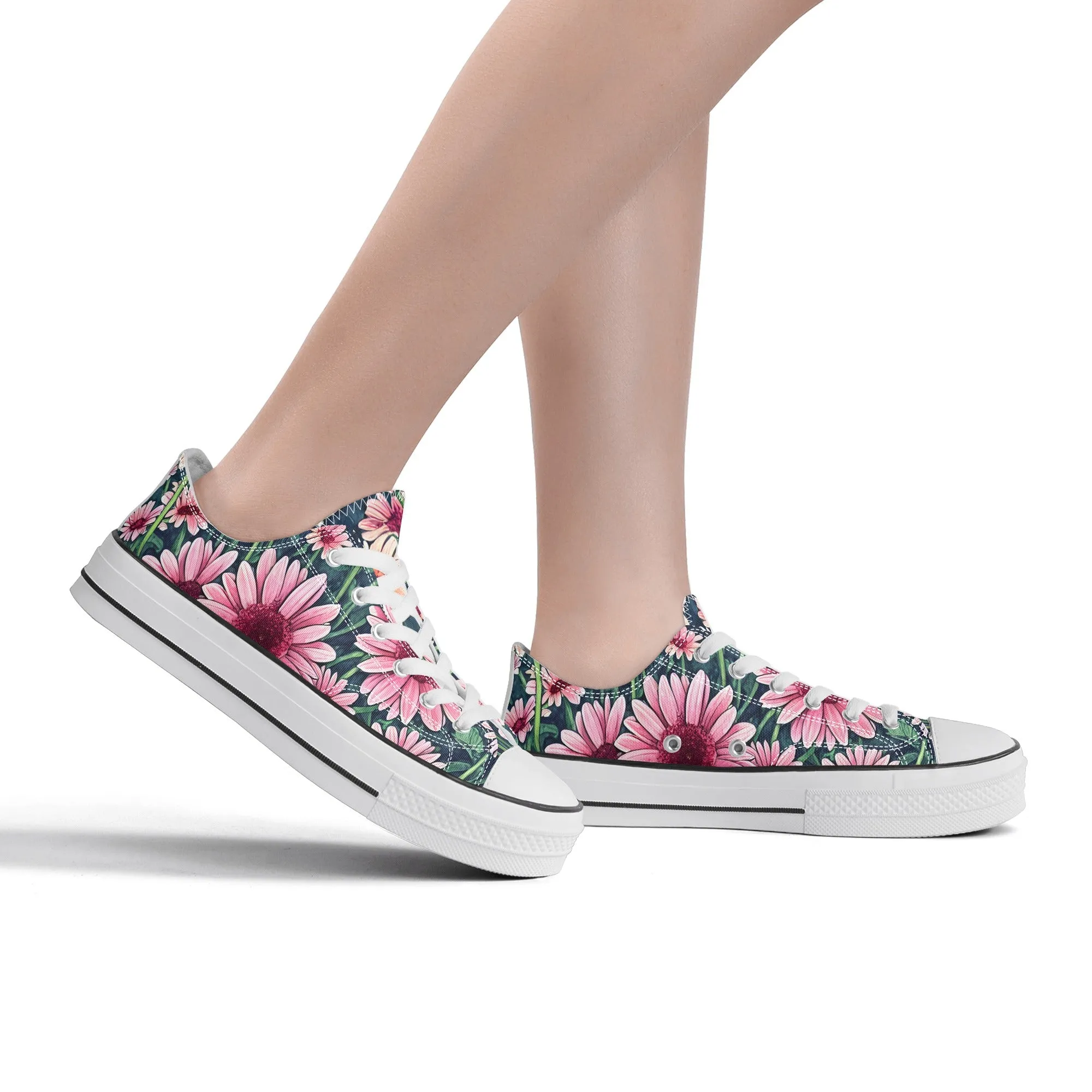 Gerbera Daisy Flowers Collection - Womens Classic Low Top Canvas Shoes for Garden Lovers