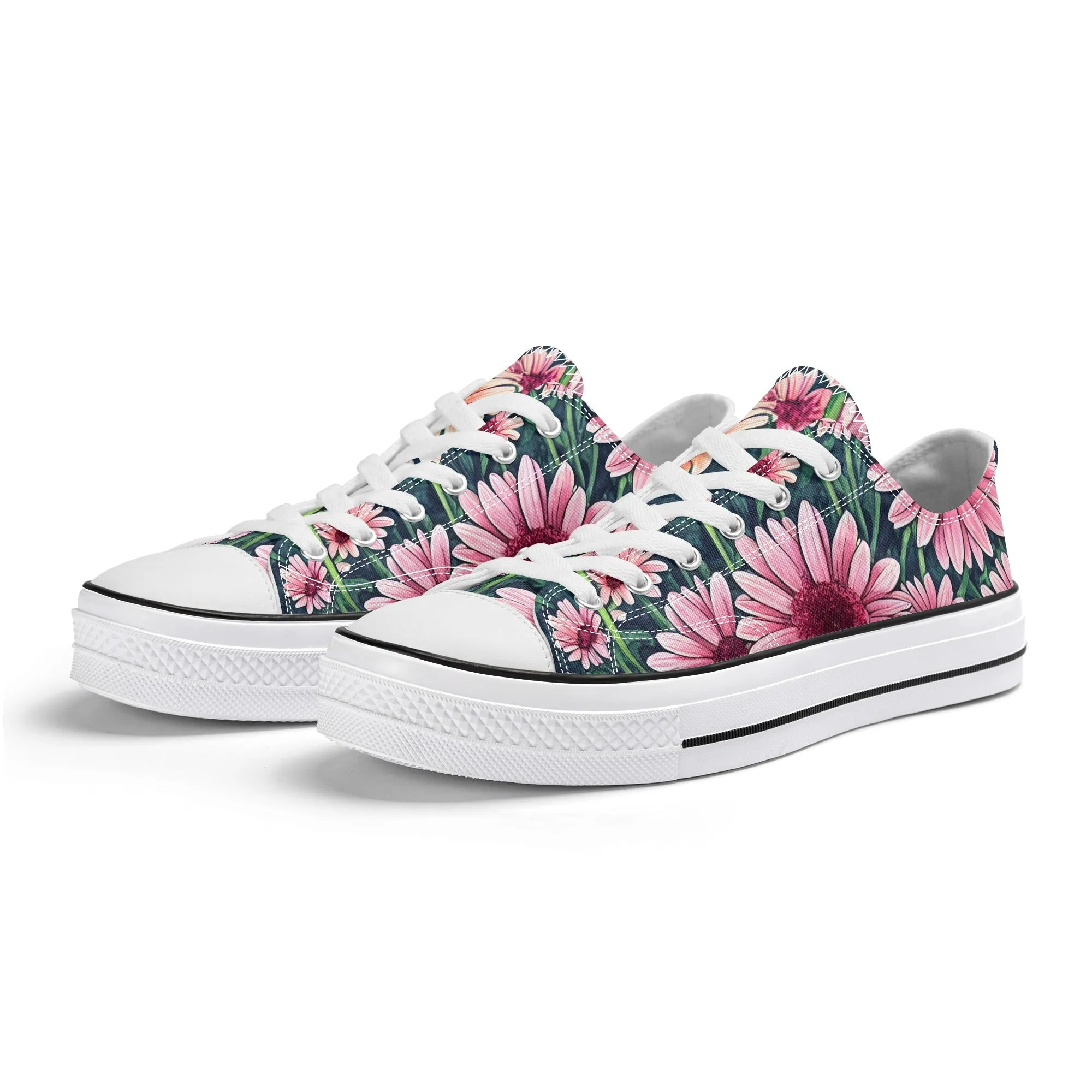 Gerbera Daisy Flowers Collection - Womens Classic Low Top Canvas Shoes for Garden Lovers