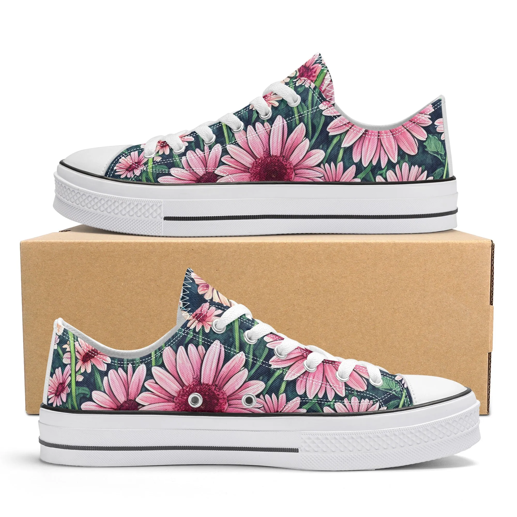 Gerbera Daisy Flowers Collection - Womens Classic Low Top Canvas Shoes for Garden Lovers