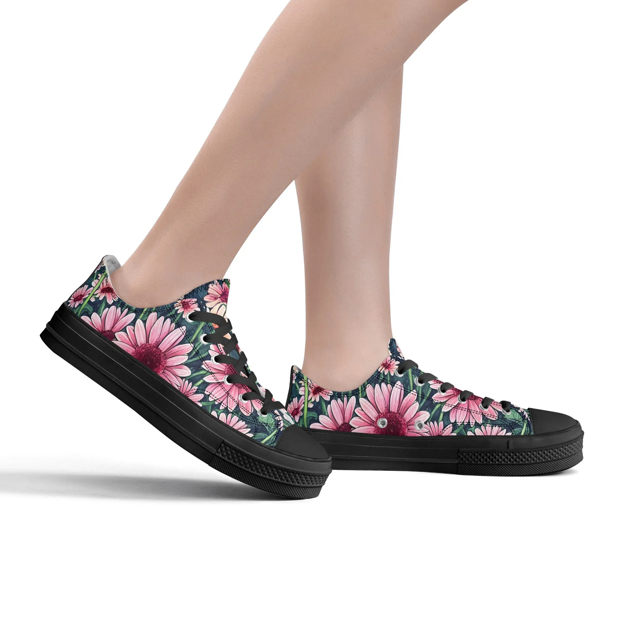 Gerbera Daisy Flowers Collection - Womens Classic Low Top Canvas Shoes for Garden Lovers