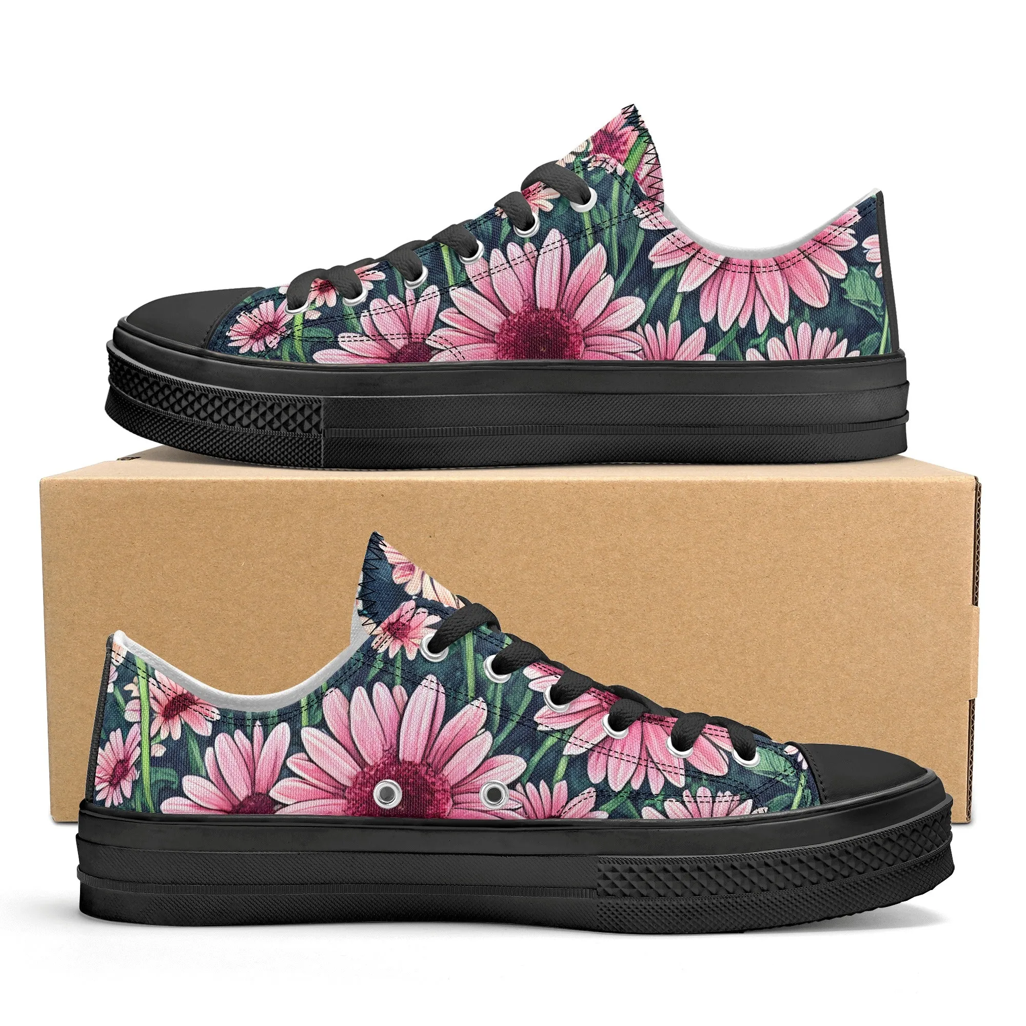 Gerbera Daisy Flowers Collection - Womens Classic Low Top Canvas Shoes for Garden Lovers