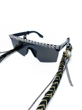 GLASS CRYSTAL-EMBELLISHED SUNGLASSES