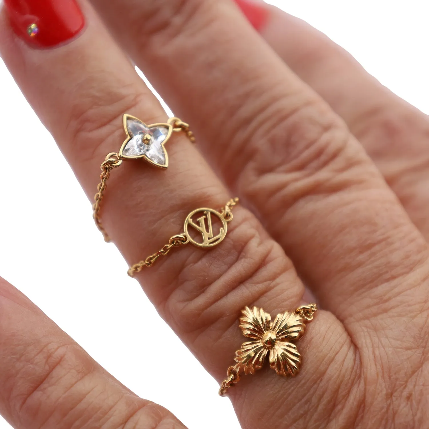 Gold Blooming Strass Gold Ring Set (Authentic New)