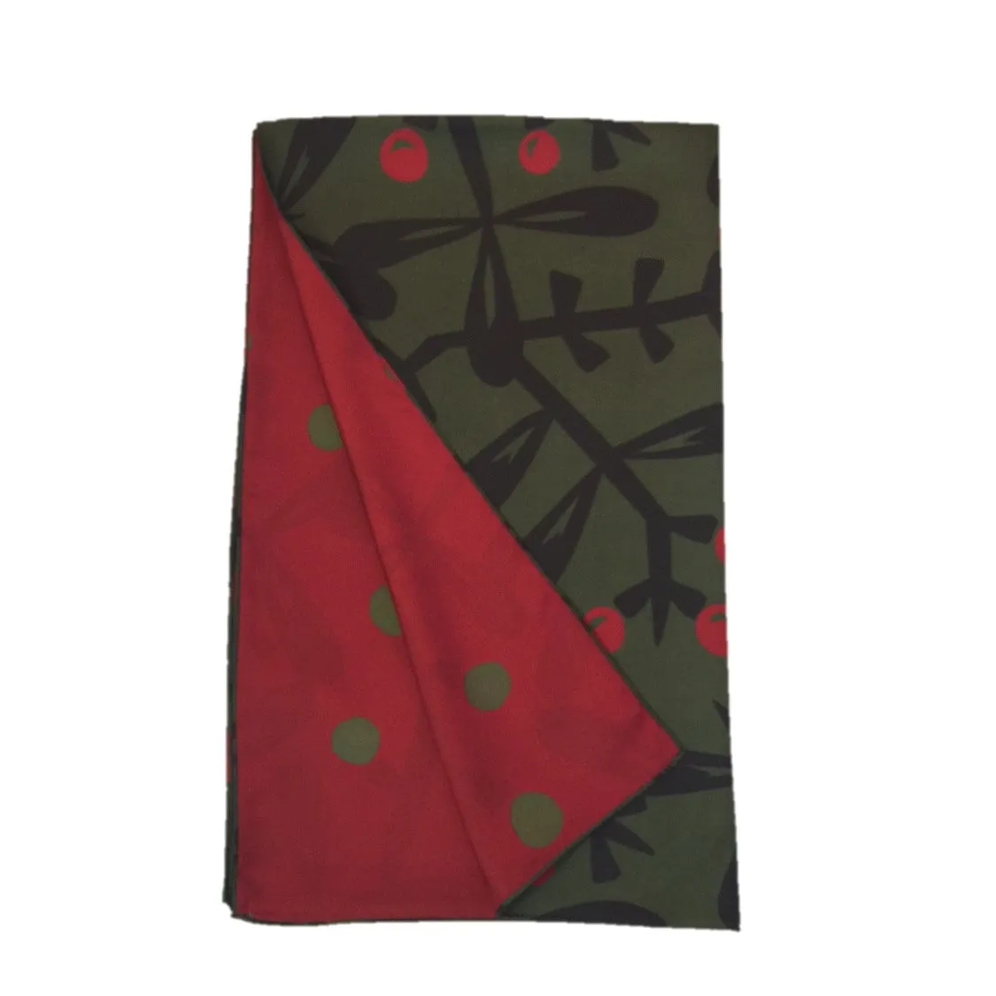 Kibiso Scarf: "Berries&Branches" (Dark Green&Red)