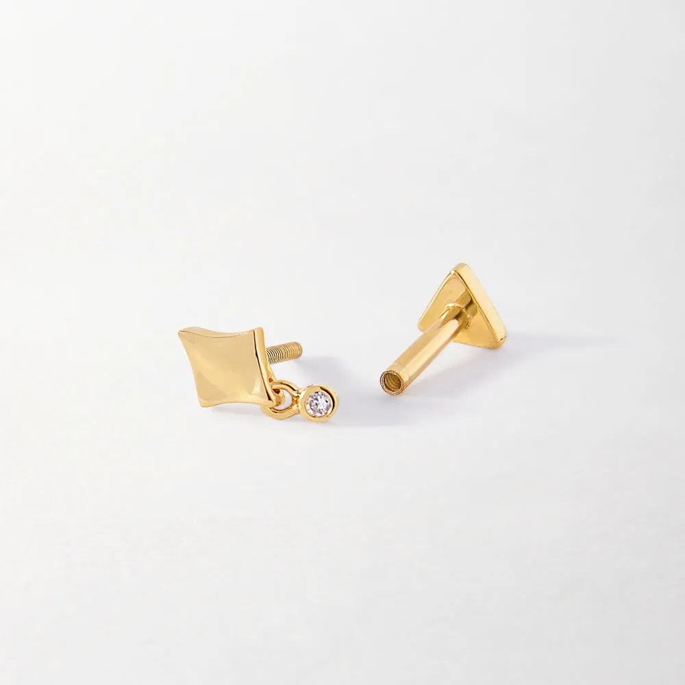 Kite Diamond Drop Piercing Earring