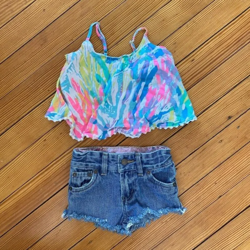 Lilly Pulitzer Girls Mini Franni Crop Top Multi Sparkling Sands L 8-10