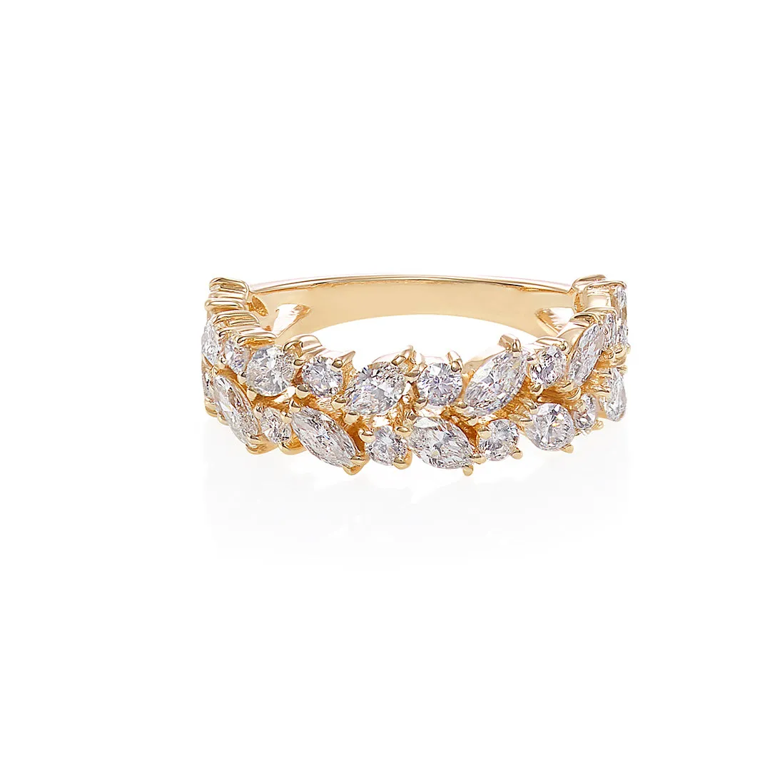 Marquise Cut Diamond Half Eternity Ring in Yellow Gold