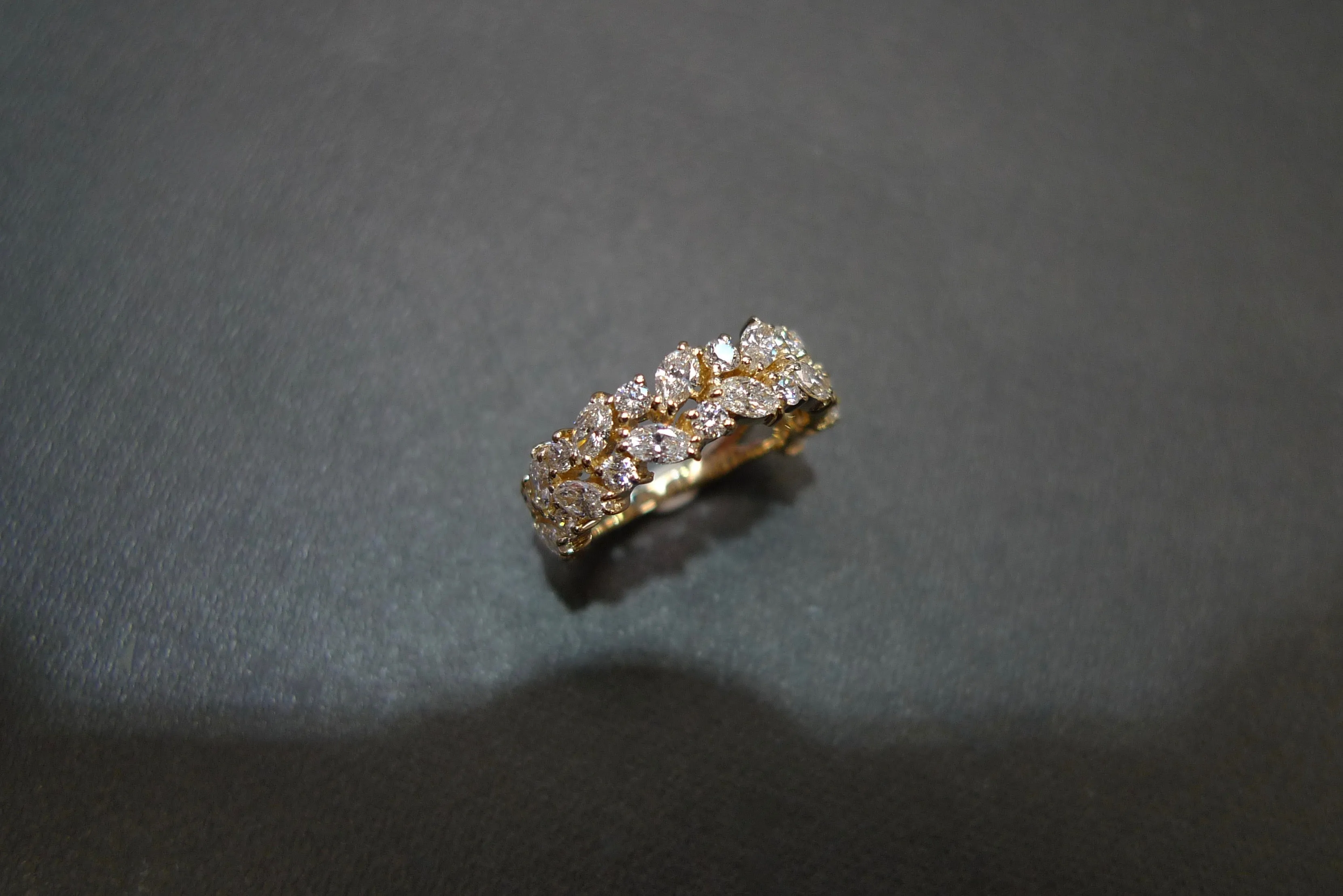 Marquise Cut Diamond Half Eternity Ring in Yellow Gold