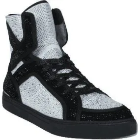 Men High Top Shoes By FIESSO AURELIO GARCIA ,Fancy Rhine stones 2402 Black White