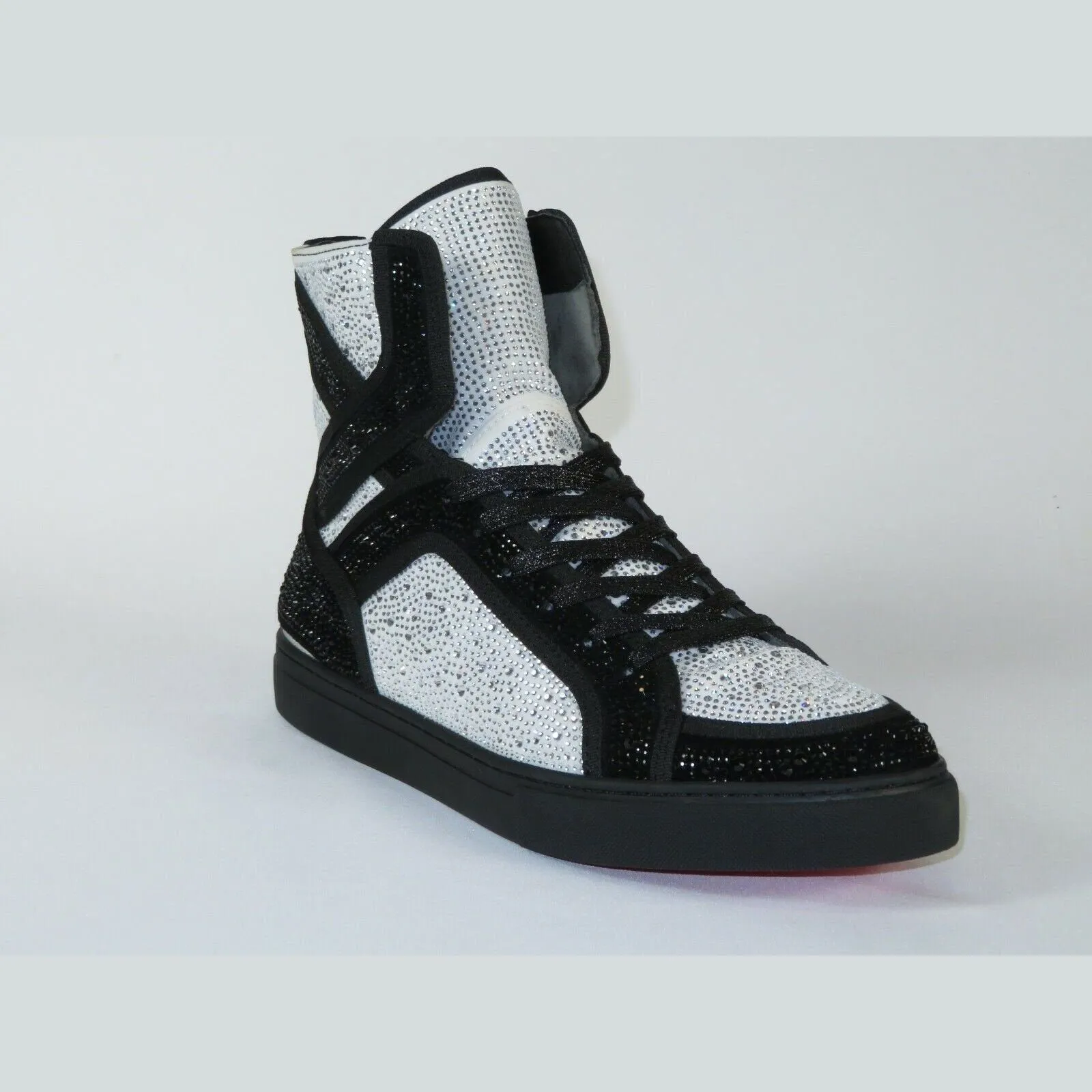 Men High Top Shoes By FIESSO AURELIO GARCIA ,Fancy Rhine stones 2402 Black White