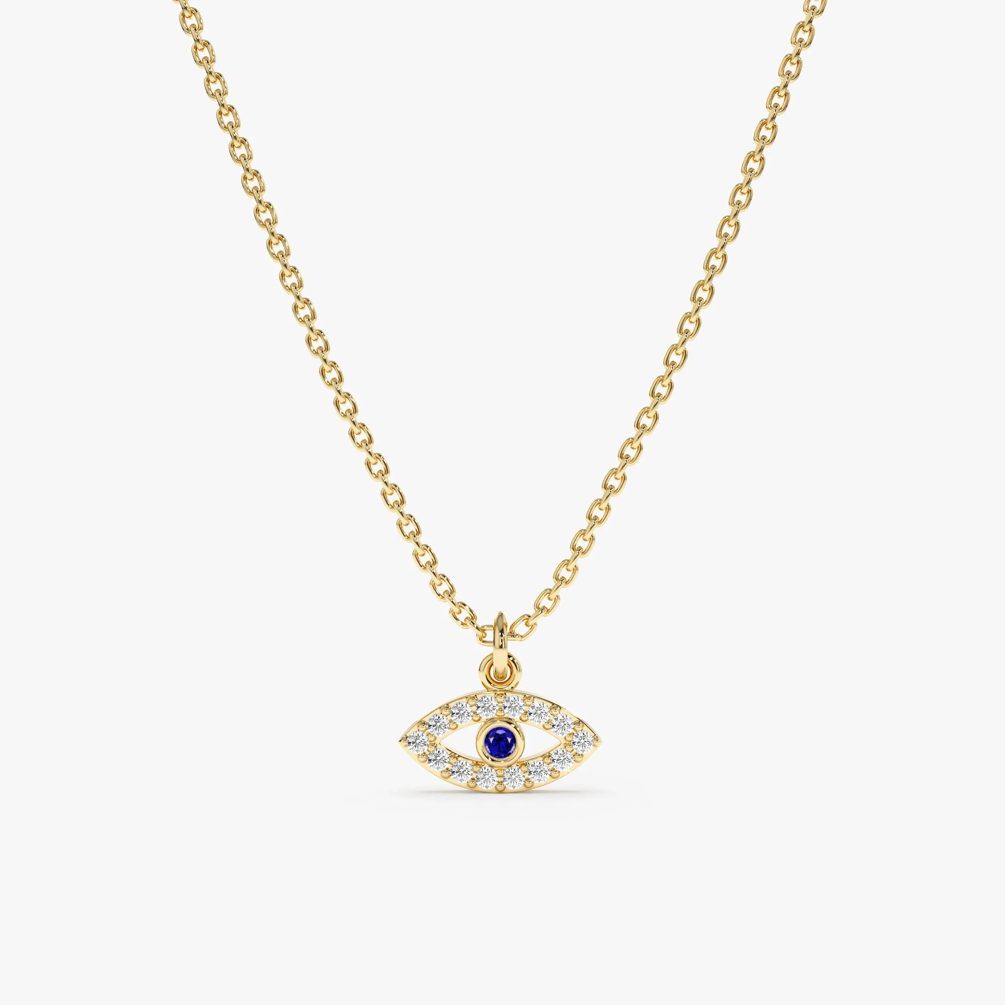 Mini Diamond Sapphire Eye Necklace, Zoey