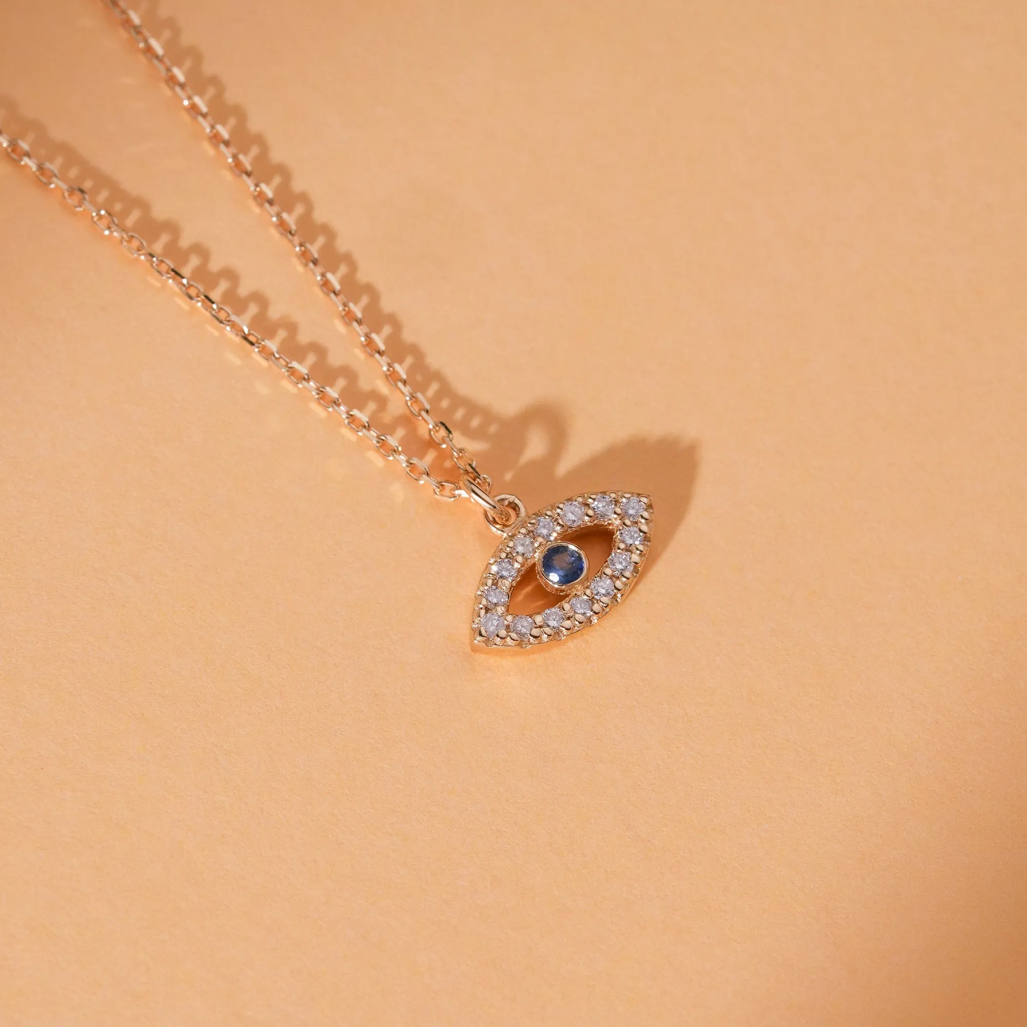 Mini Diamond Sapphire Eye Necklace, Zoey