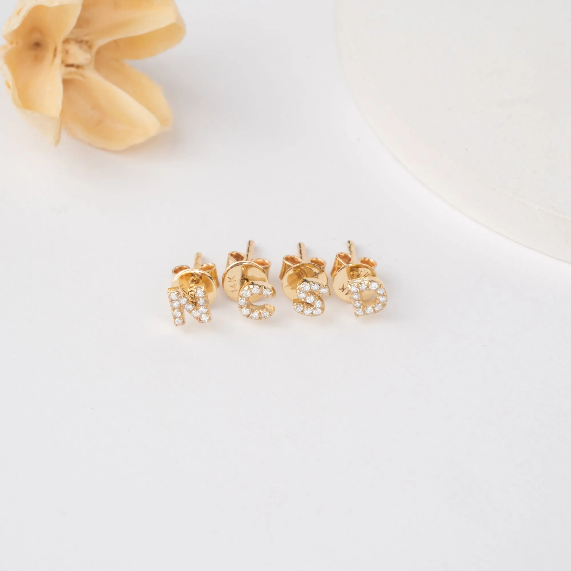 Mini Initial Diamond Stud Earrings, Shonda