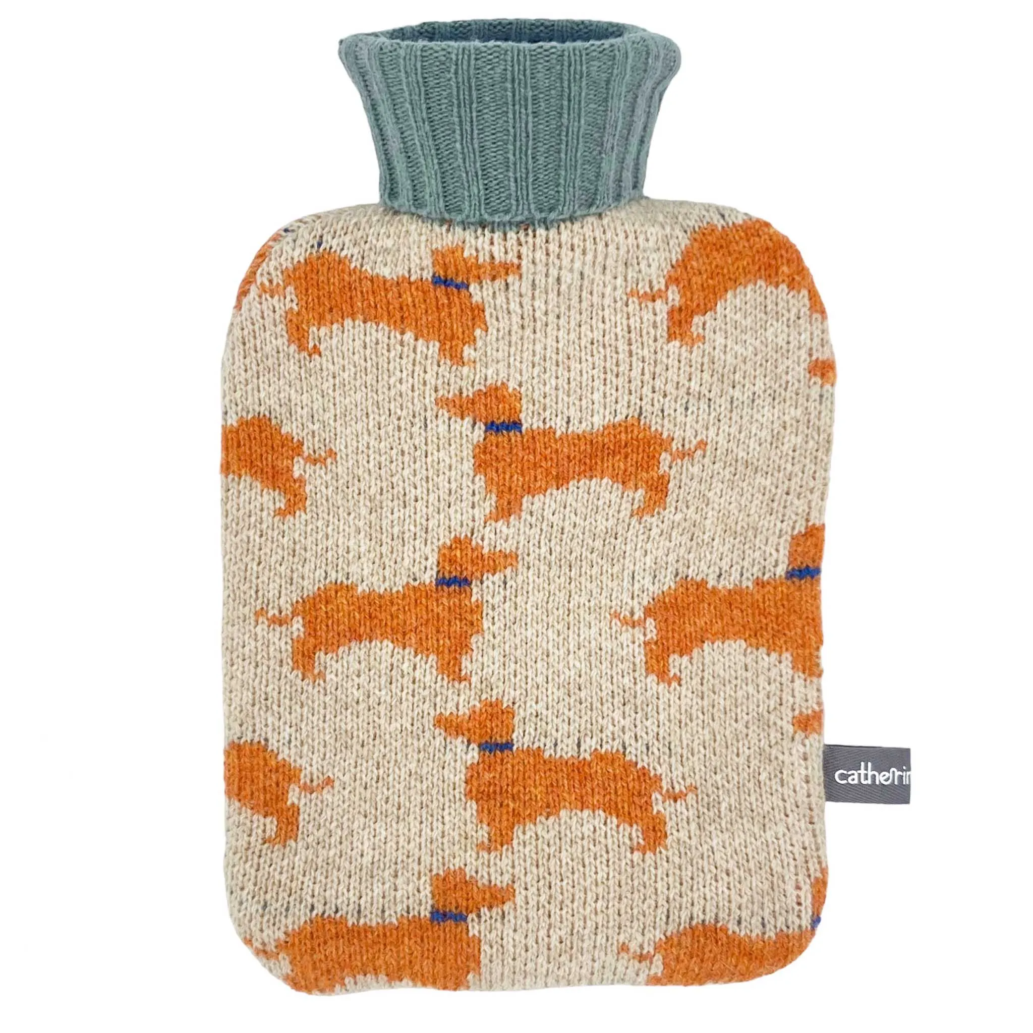 Mini Lambswool Hot Water Bottle Set - Oatmeal Sausage Dogs