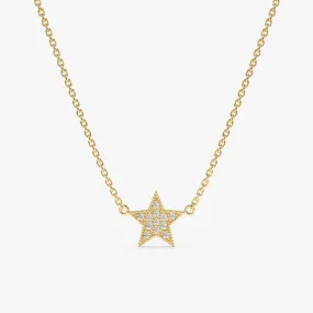 Mini Pave Diamond Star Necklace, Luz