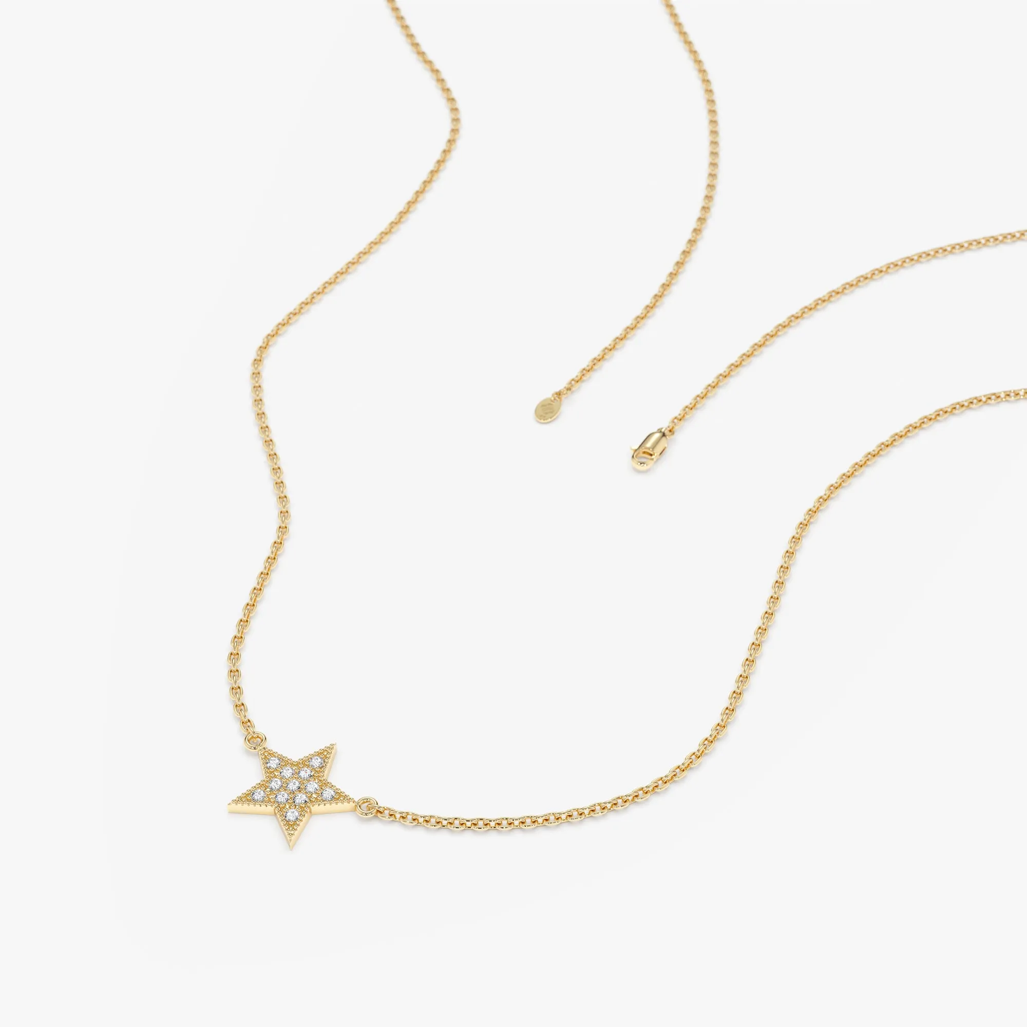 Mini Pave Diamond Star Necklace, Luz