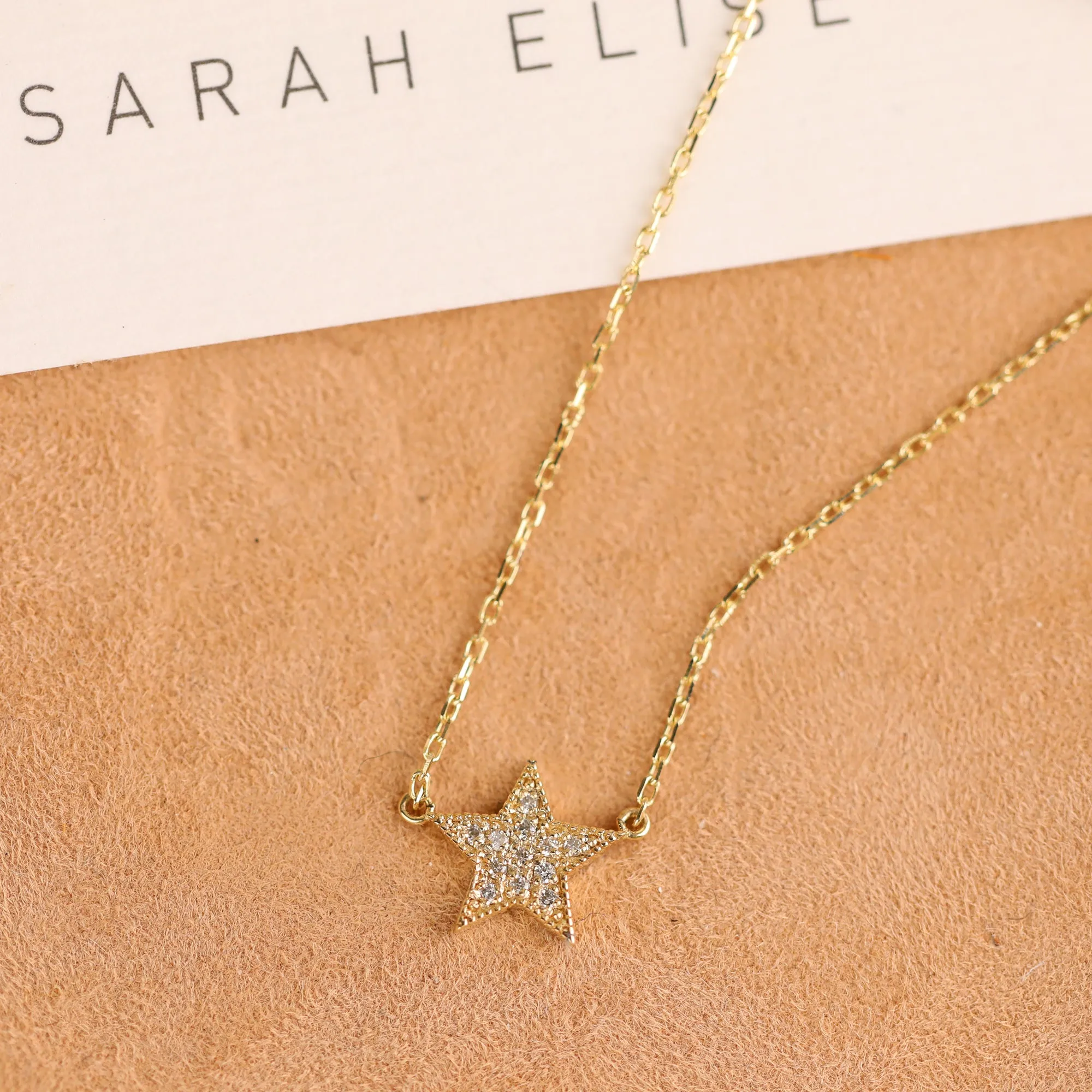 Mini Pave Diamond Star Necklace, Luz