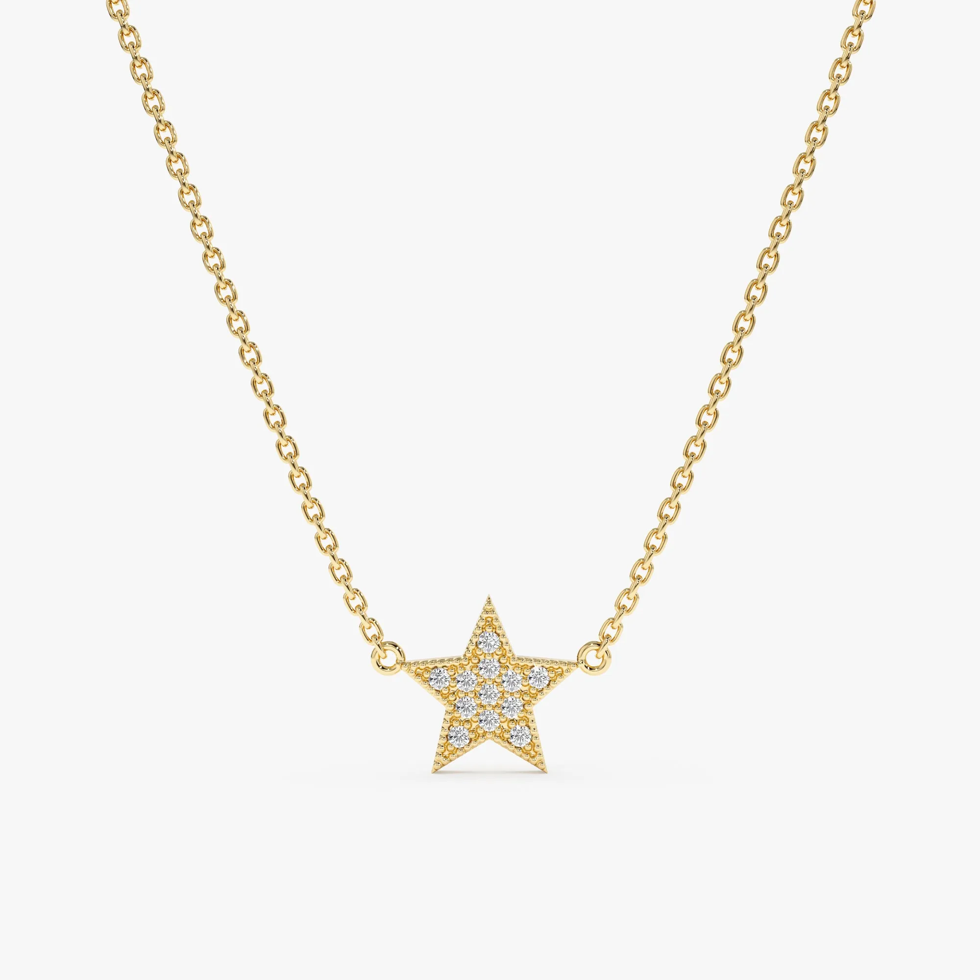 Mini Pave Diamond Star Necklace, Luz