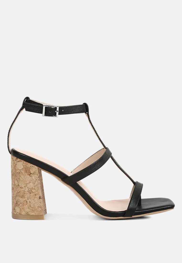 MIRABELLA Open Square Toe Block Heel Sandals in Black