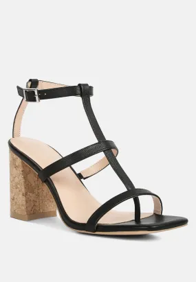 MIRABELLA Open Square Toe Block Heel Sandals in Black