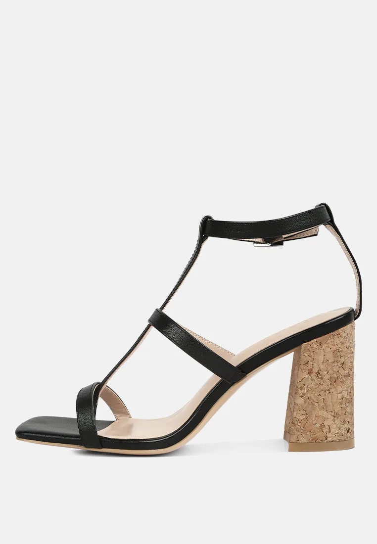 MIRABELLA Open Square Toe Block Heel Sandals in Black