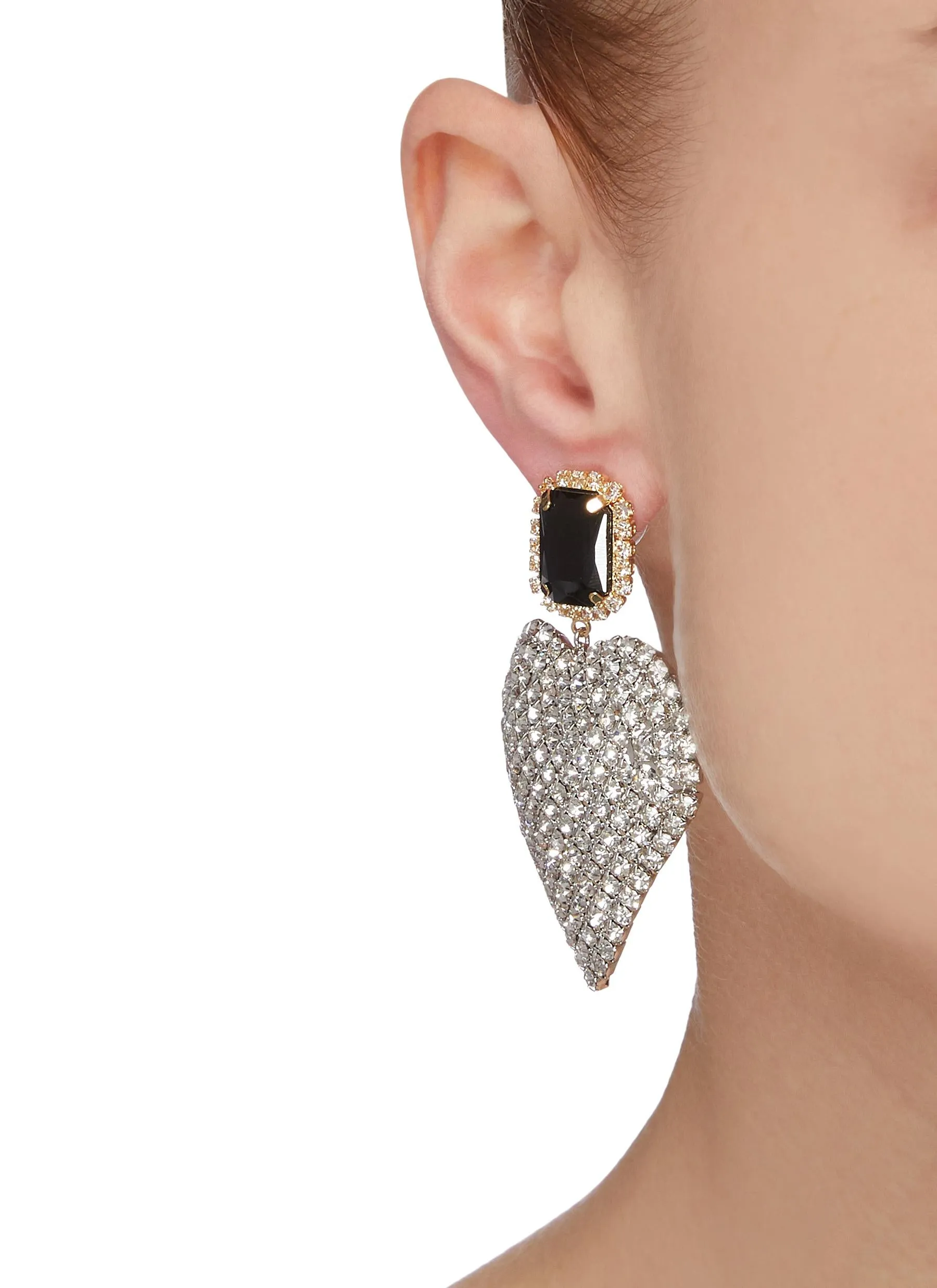 MISMATCH STUD HEART DROP EARRINGS