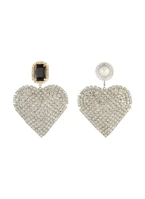 MISMATCH STUD HEART DROP EARRINGS