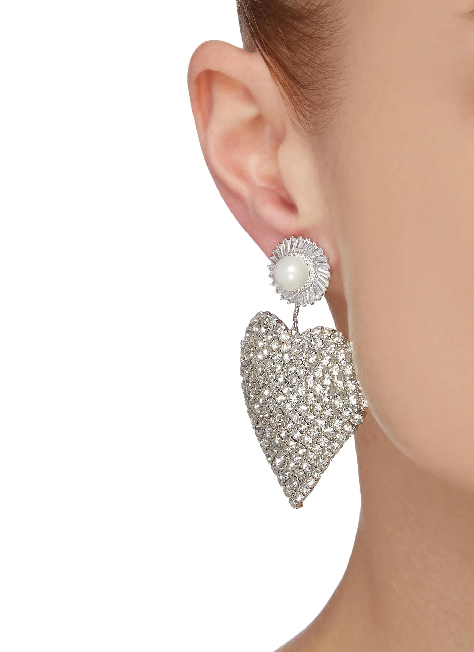 MISMATCH STUD HEART DROP EARRINGS