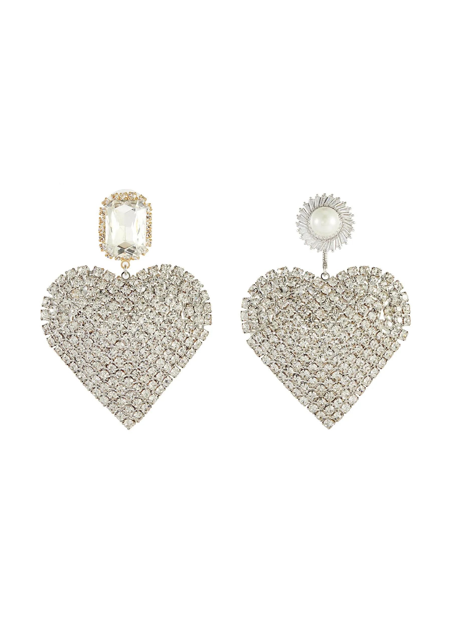 MISMATCH STUD HEART DROP EARRINGS