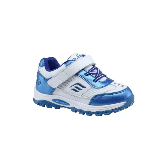 Mt. Emey 3301-6L White/Navy Blue  - Children Straight Last Athletic Shoes with Elastic Laces