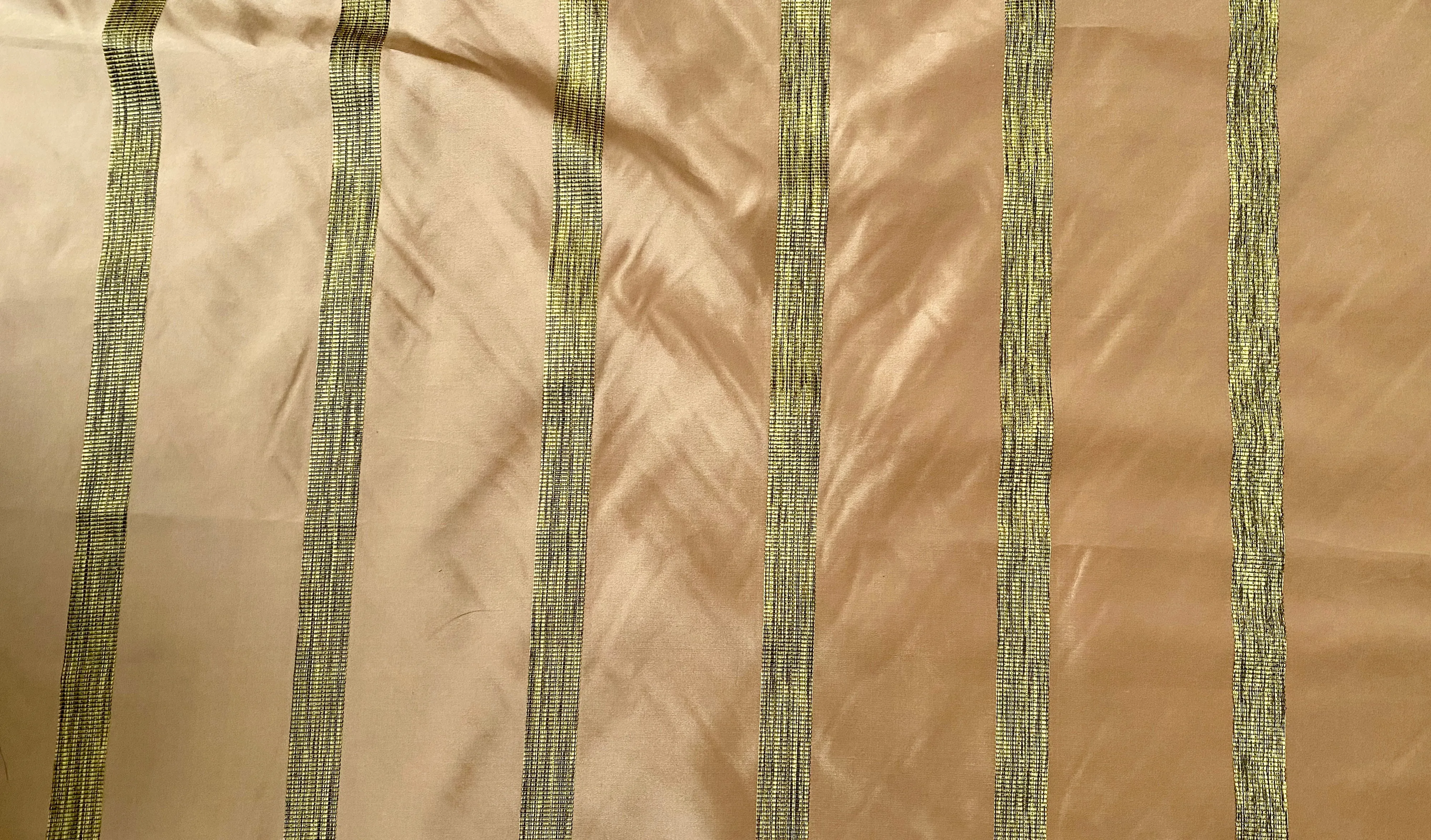 NEW Princess LaDonna 100% Silk Taffeta Striped Peach & Gold Fabric