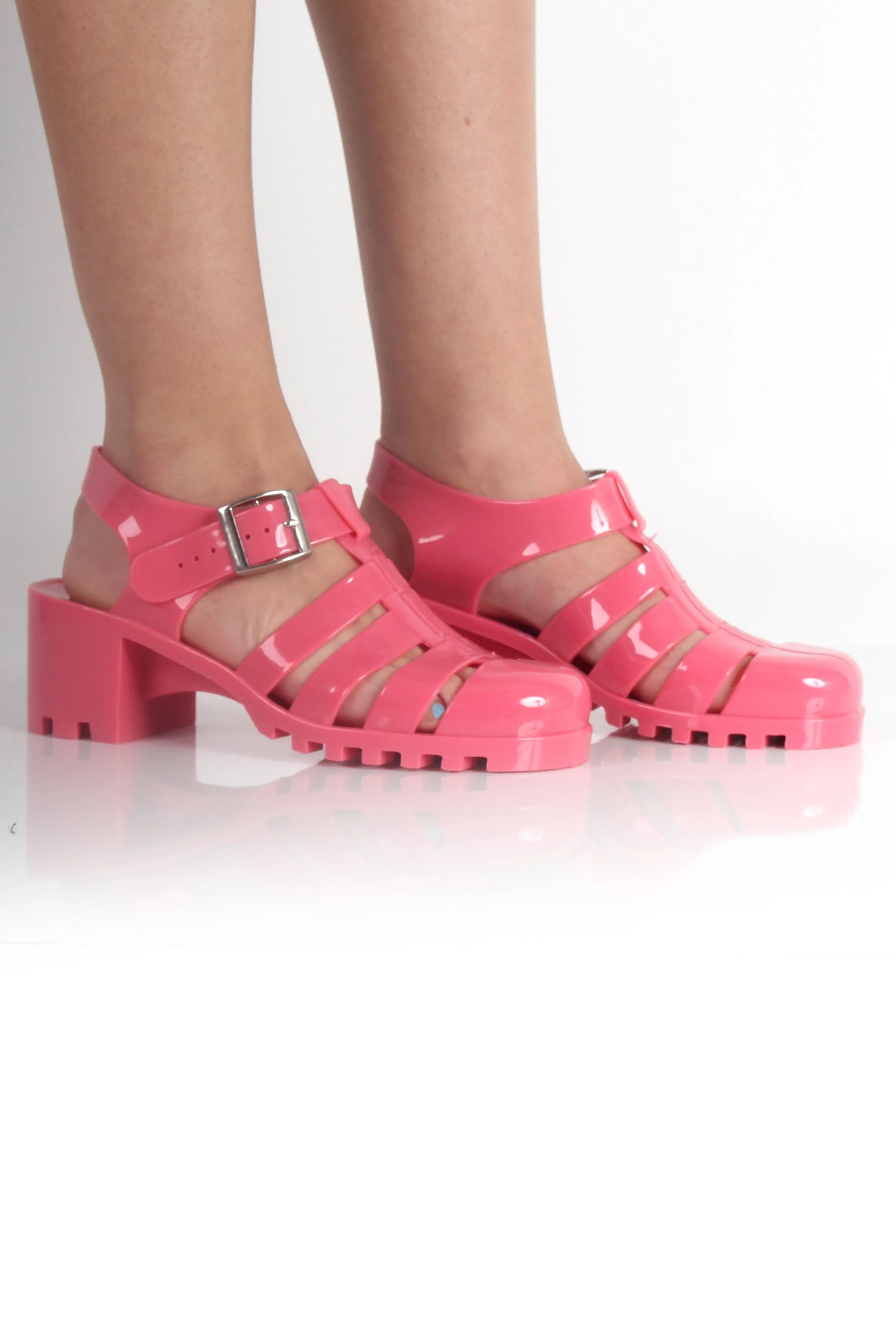 Nicki Pink Heeled Jelly Sandals