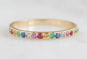 Pavé Rainbow Sapphire Eternity Band