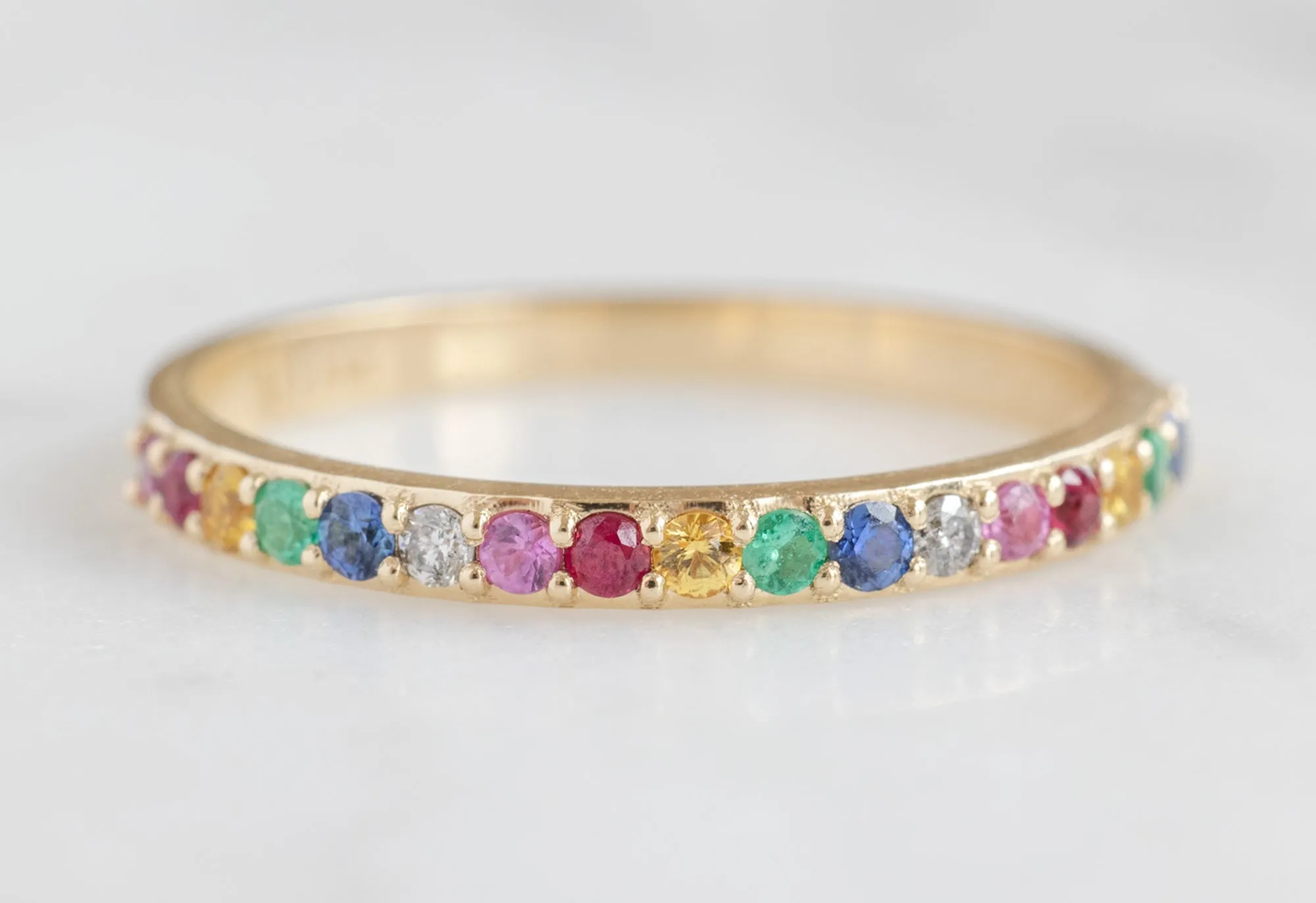 Pavé Rainbow Sapphire Eternity Band