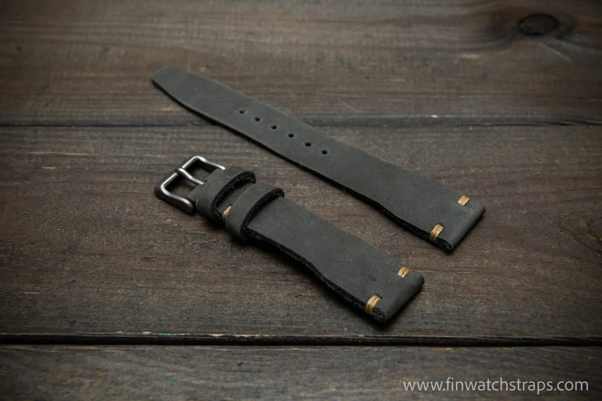 Pilot Leather Watch Strap, Aviator model, Military style tapered model 19x16mm, 20x16mm, 21x18mm, 22x18mm, 23x20mm, 24x20mm.