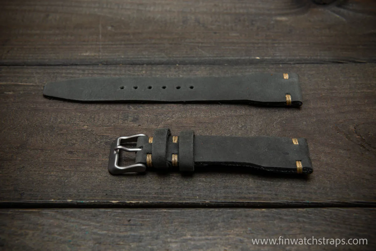 Pilot Leather Watch Strap, Aviator model, Military style tapered model 19x16mm, 20x16mm, 21x18mm, 22x18mm, 23x20mm, 24x20mm.