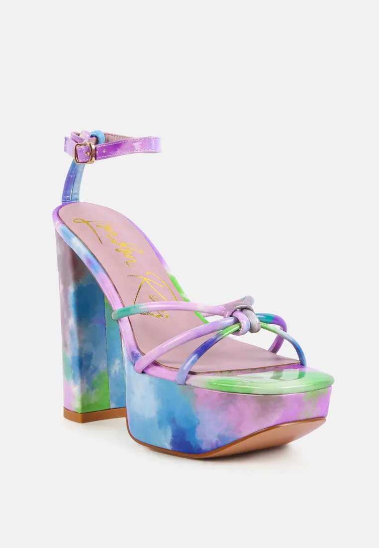 Prisma Tie-Dye High Platform Heeled Sandals By Ruw