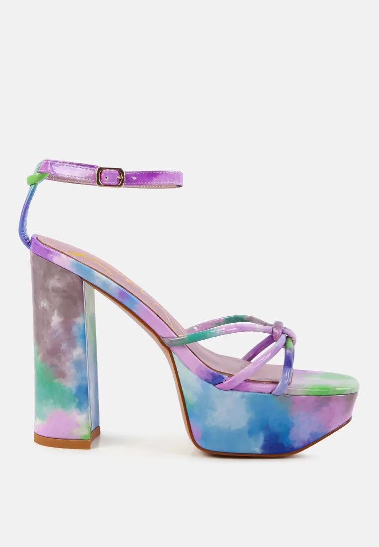 Prisma Tie-Dye High Platform Heeled Sandals By Ruw