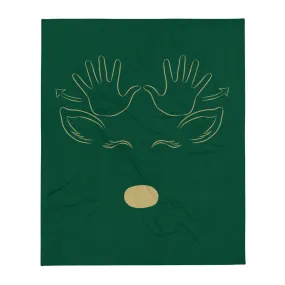 REINDEER (ASL) Throw Blanket - Green/Gold