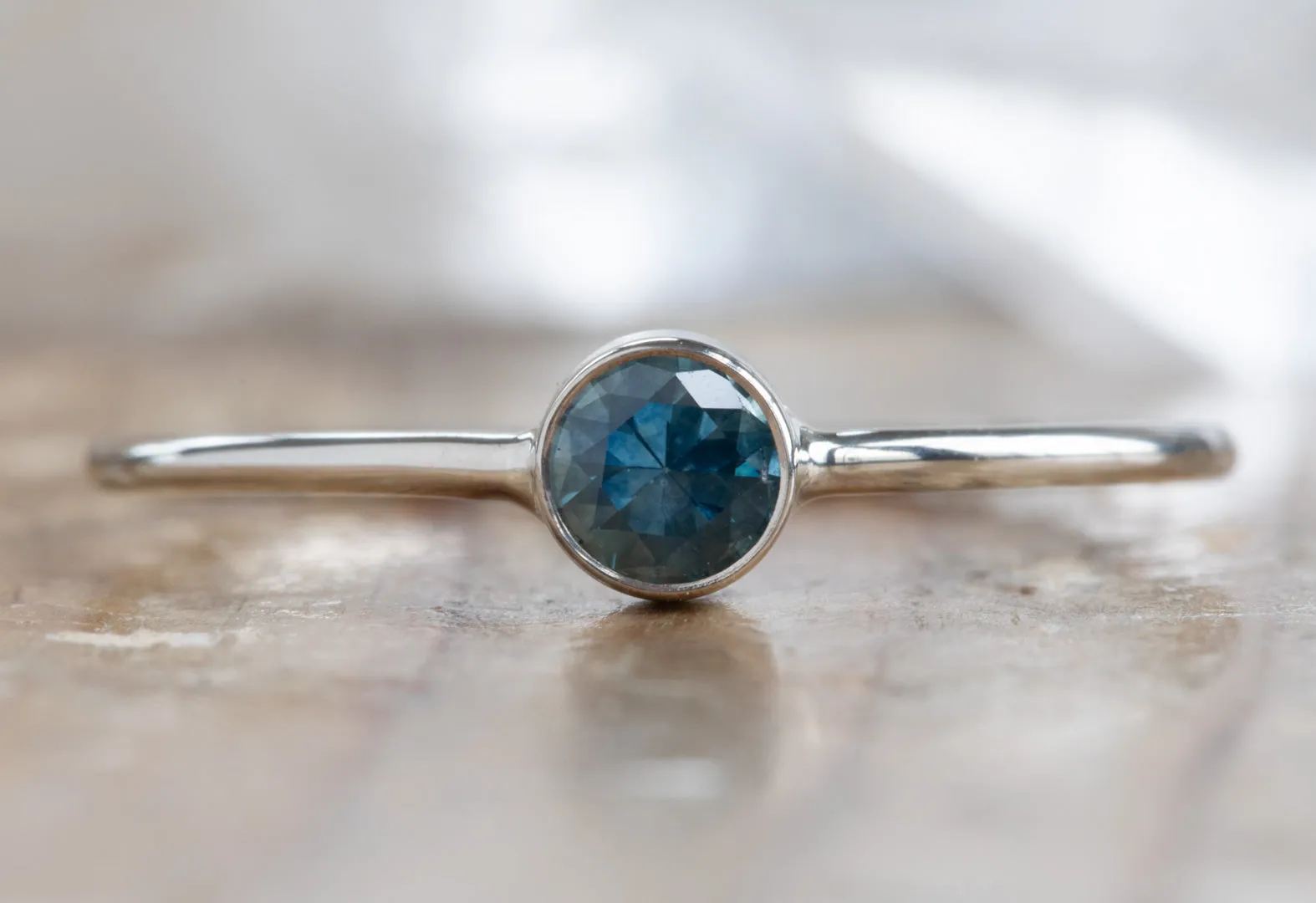 Round Cut Montana Sapphire Stacking Ring