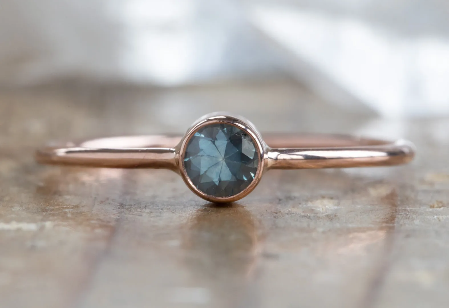 Round Cut Montana Sapphire Stacking Ring