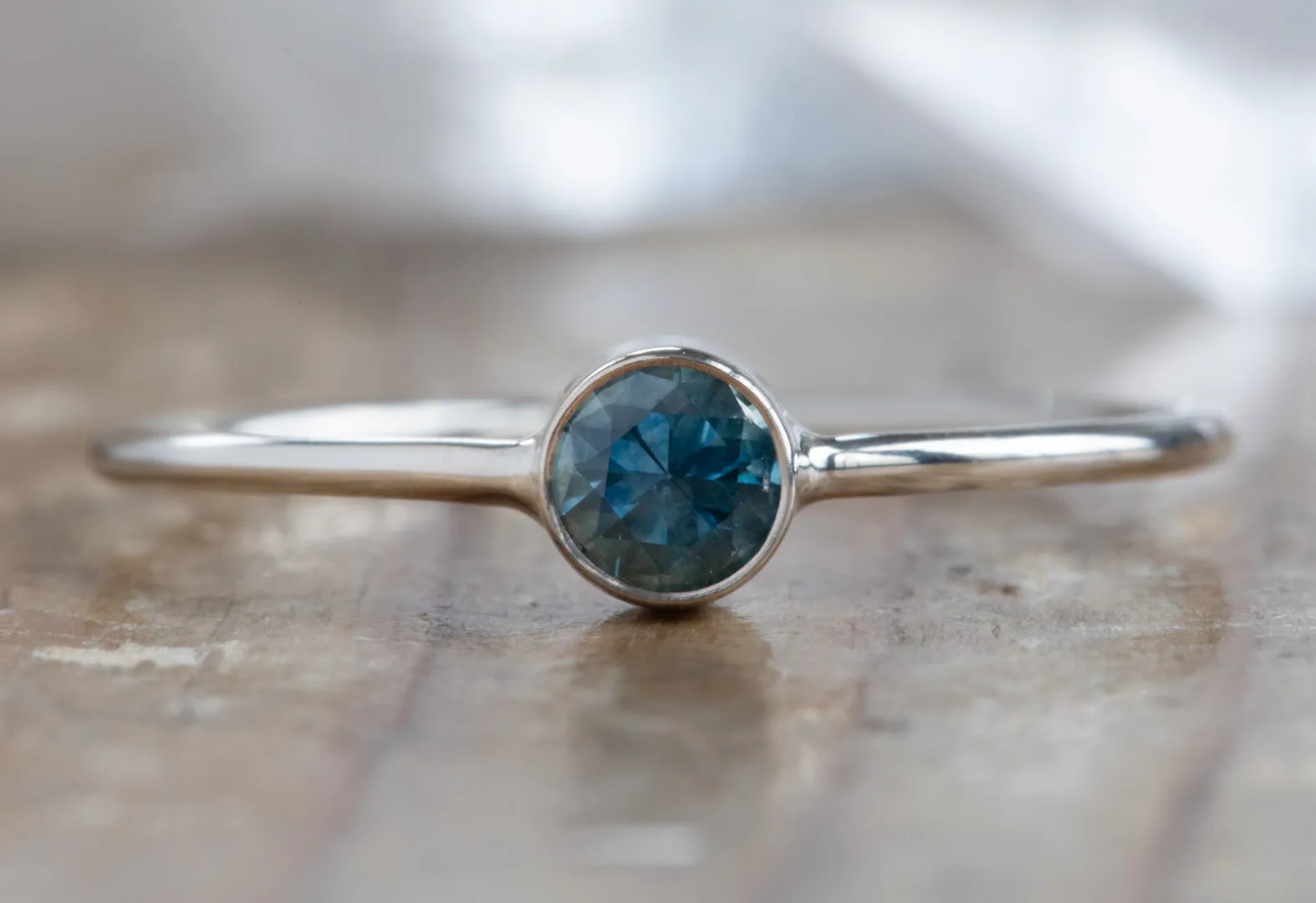 Round Cut Montana Sapphire Stacking Ring