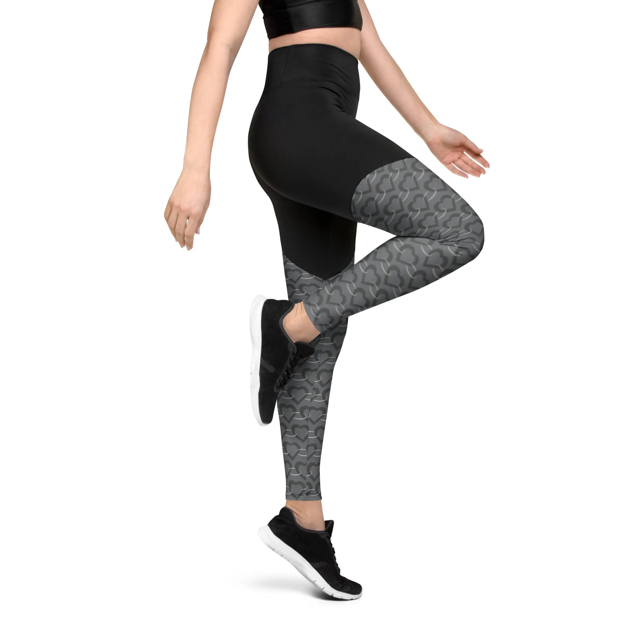 Silver Heart Chain Sports Leggings