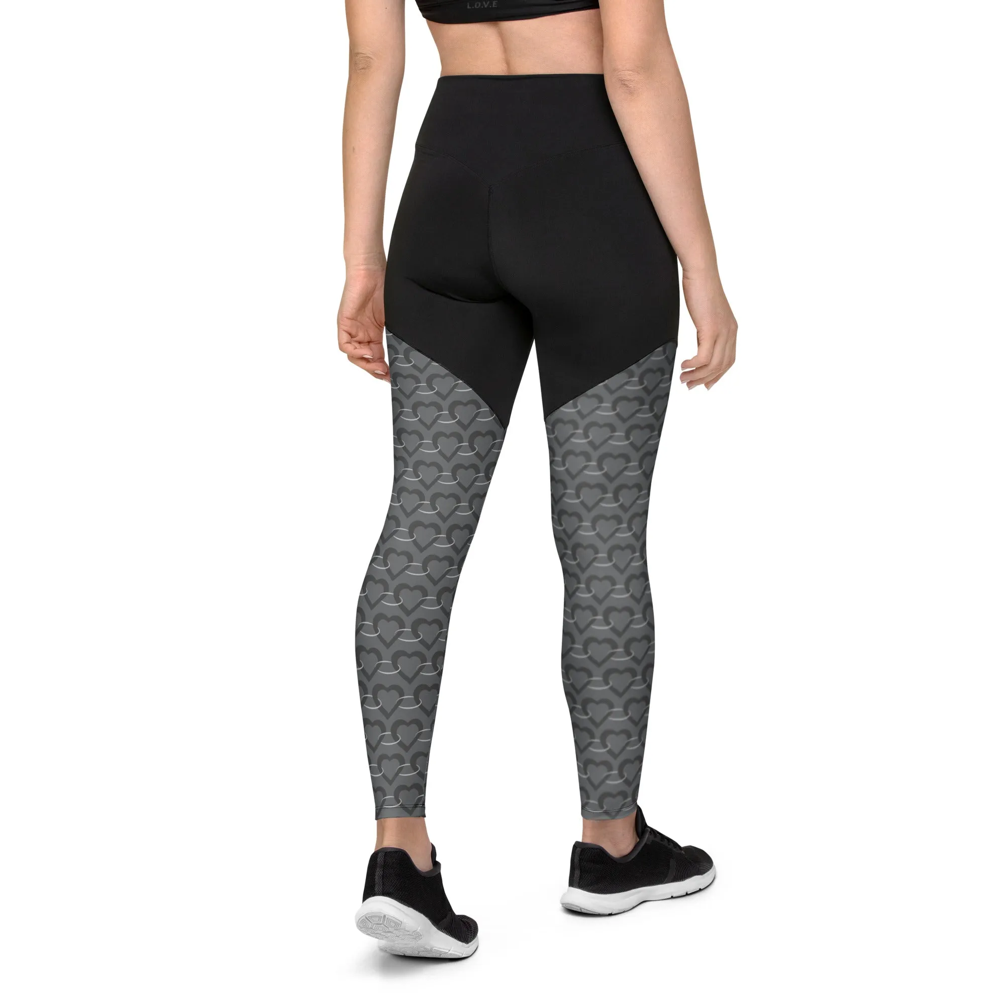 Silver Heart Chain Sports Leggings