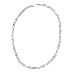 Silver Plated 8mm Crystal Curb Chain Necklace