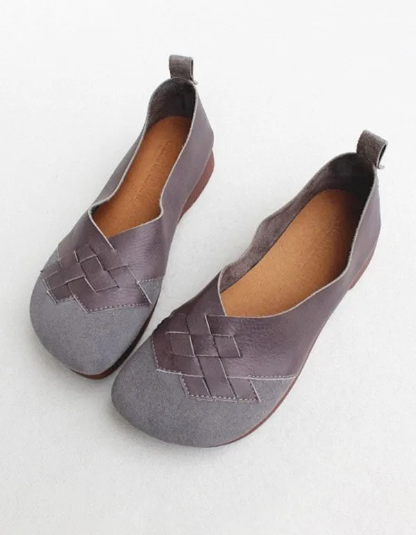 Spring Handmade Soft Leather Retro Flat Shoes