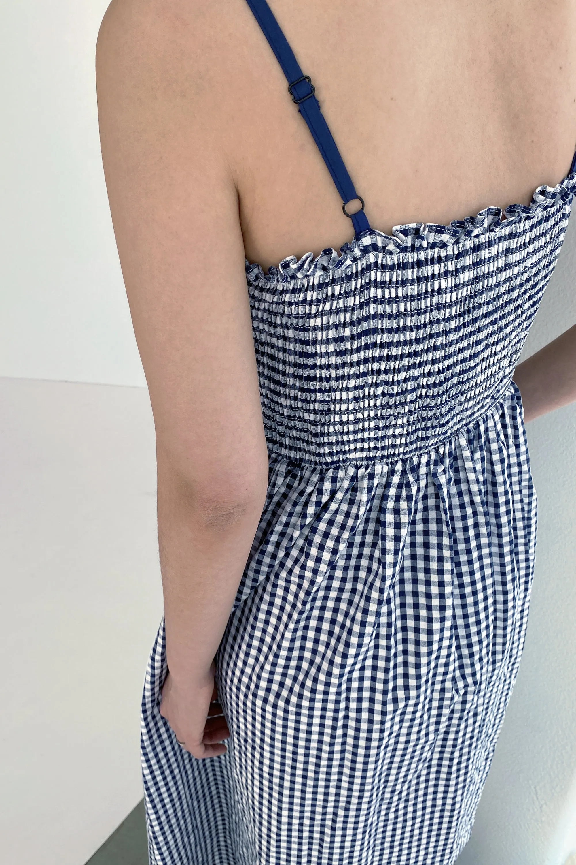 SQUARE NECK GINGHAM DRESS