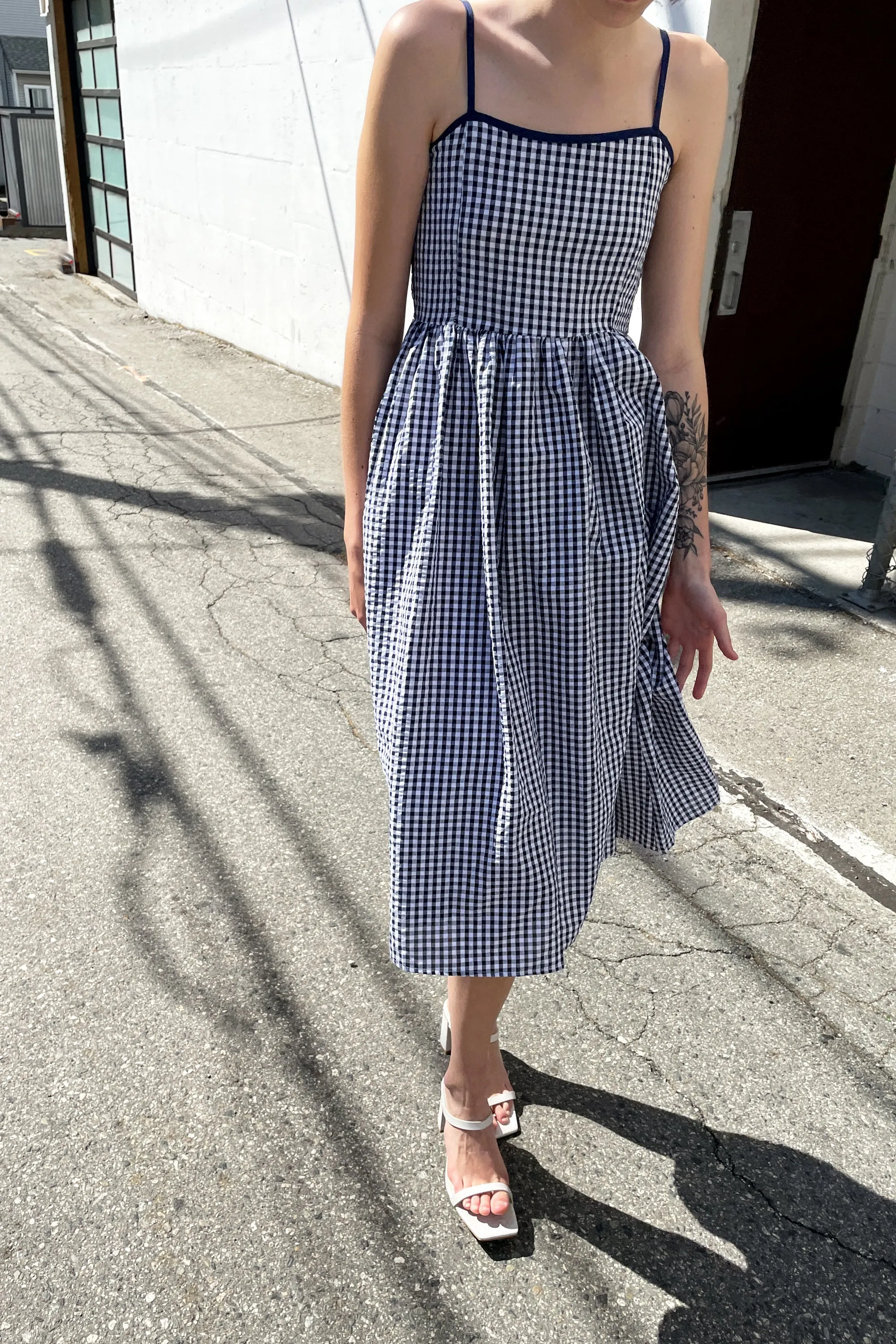 SQUARE NECK GINGHAM DRESS