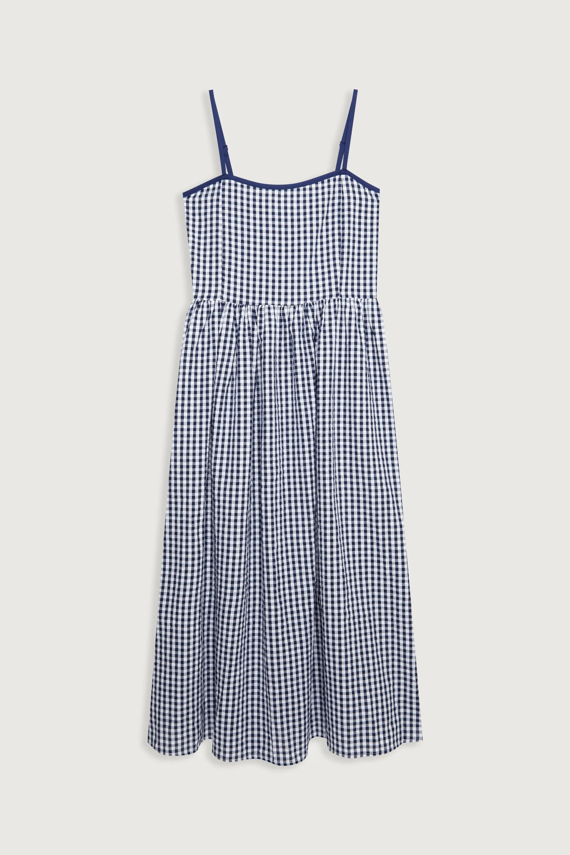 SQUARE NECK GINGHAM DRESS